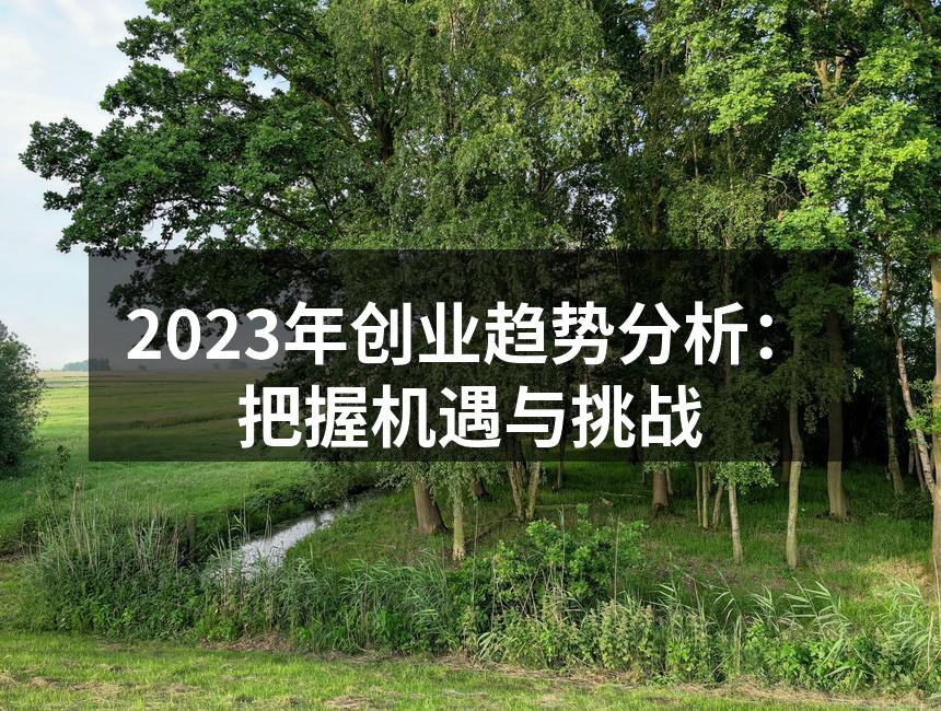 2023年创业趋势分析：把握机遇与挑战