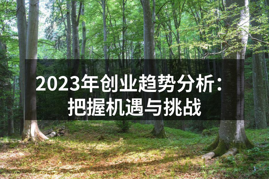 2023年创业趋势分析：把握机遇与挑战